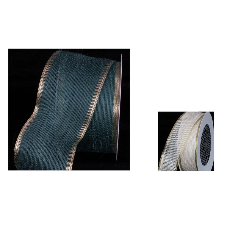 The Ribbon People Bleached White and Gold Edge Wired Craft Ribbon 3″ x 20 Yards