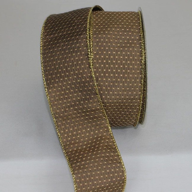 The Ribbon People Brown and Gray Mini Diamonds Wired Craft Ribbon 2″ x 40 Yards