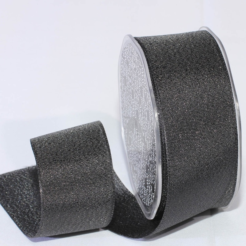 The Ribbon People Sparkly Black Contemporary Woven Edge Craft Ribbon 1.5″ x 54 Yards