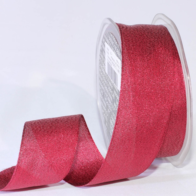 The Ribbon People Sparkly Burgundy Taffeta Woven Edge Craft Ribbon 1.5″ x 54 Yards