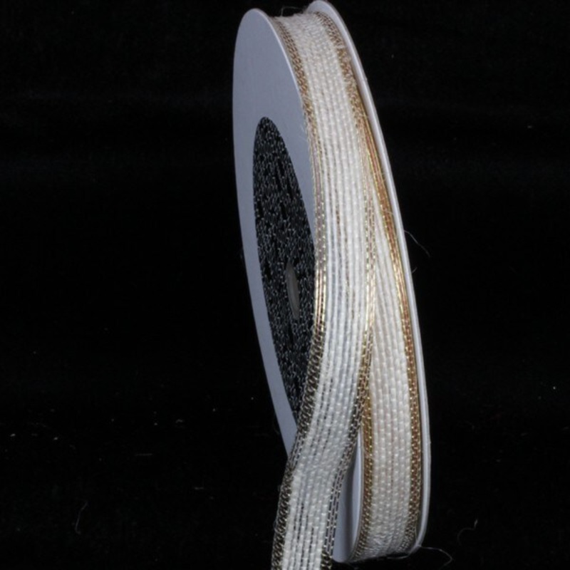The Ribbon People White and Gold Edge Wired Craft Ribbon 0.5″ x 80 Yards