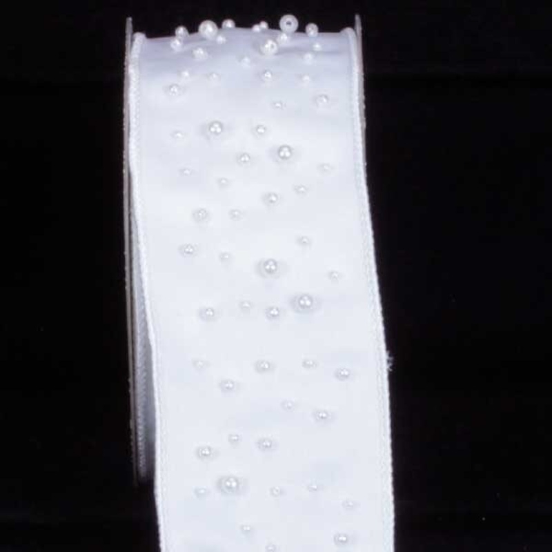 The Ribbon People White Pearled Solid Wired Craft Ribbon 2.5″ x 10 Yards