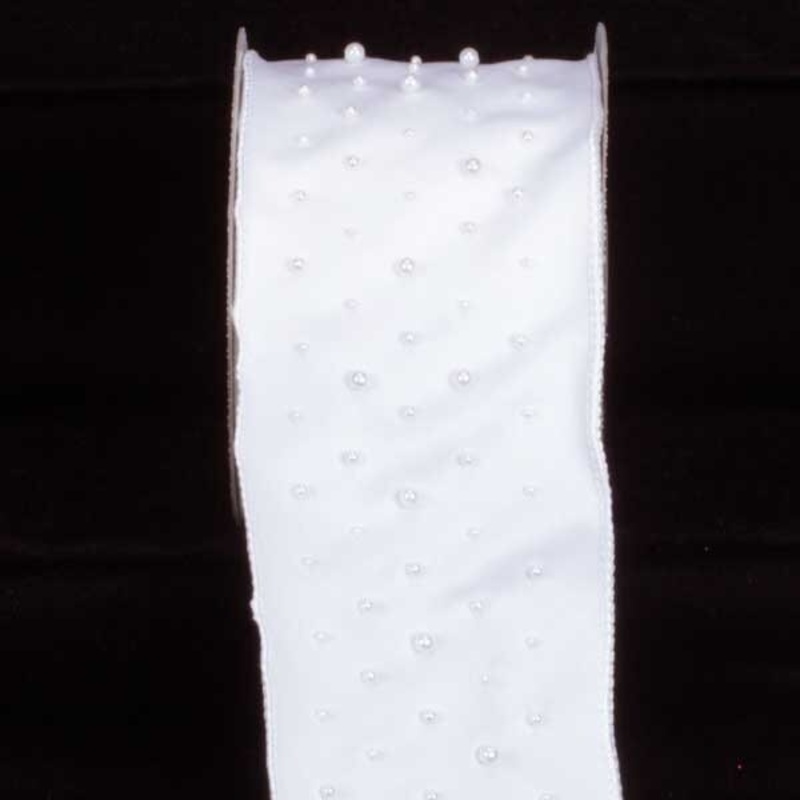 The Ribbon People White Pearled Solid Wired Craft Ribbon 4″ x 10 Yards