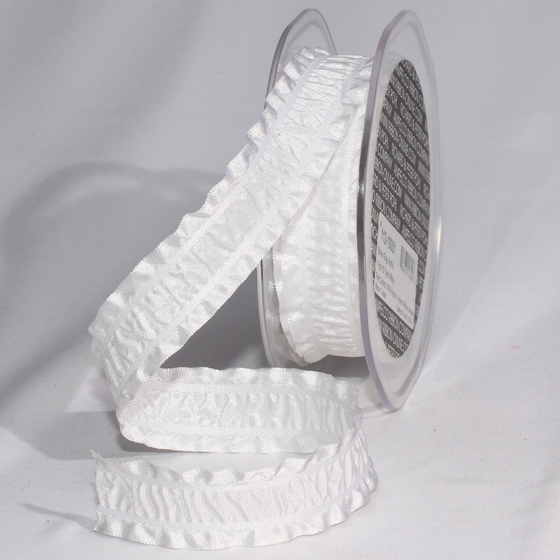 The Ribbon People White Solid Ruffles Woven Edge Craft Ribbon 1″ x 60 Yards