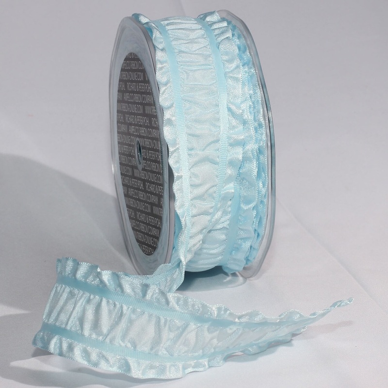 The Ribbon People Baby Blue Woven Edge Ruffles Craft Ribbon 1.5″ x 30 Yards