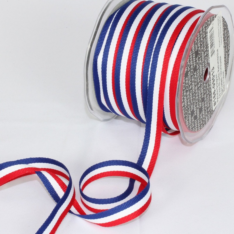 The Ribbon People Vibrant Red and Blue Patriotic Grosgrain Craft Ribbon 0.5″ x 200 Yards