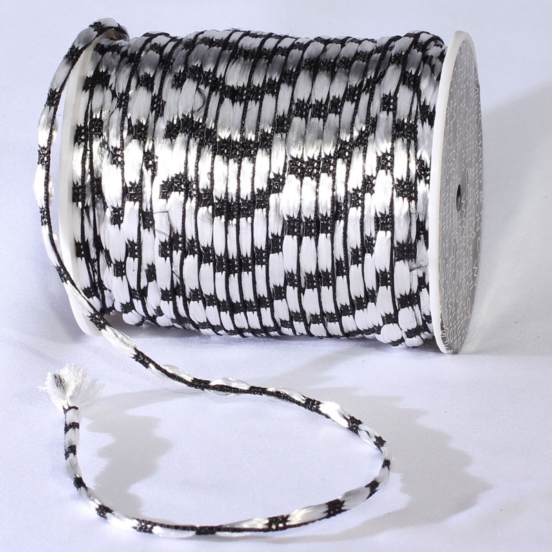 The Ribbon People White and Black Woven Palomino Braid Craft Ribbon Cording 0.25″ x 200 Yards