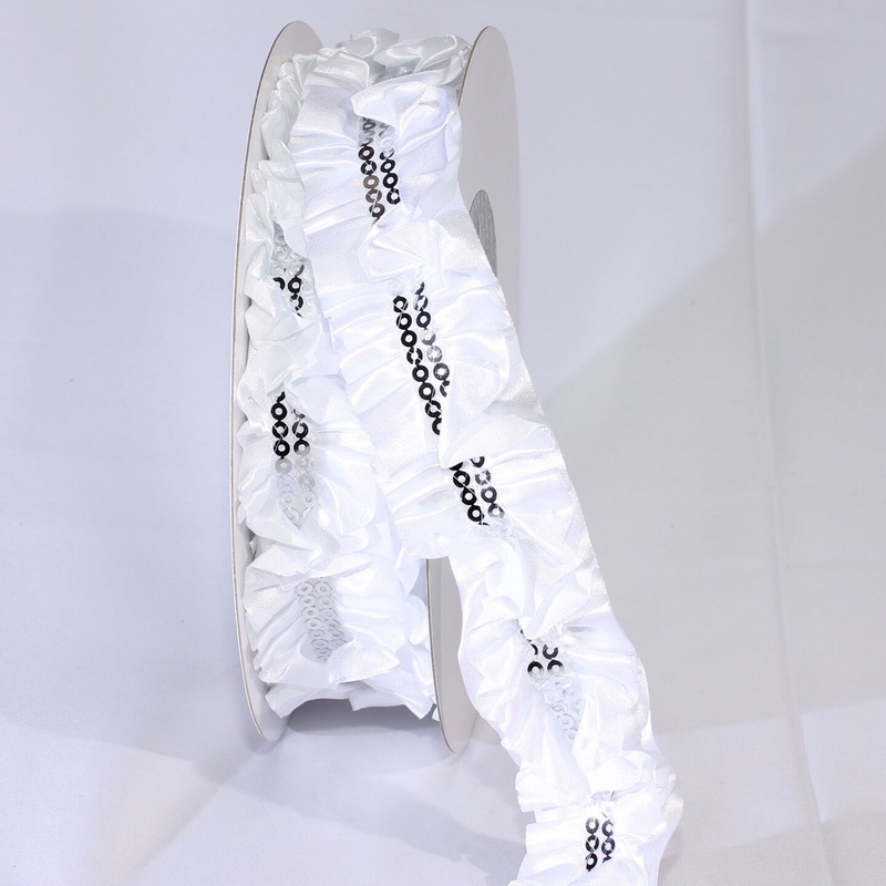 The Ribbon People White Woven Edge Craft Ruffles Ribbon 1.5″ x 20 Yards