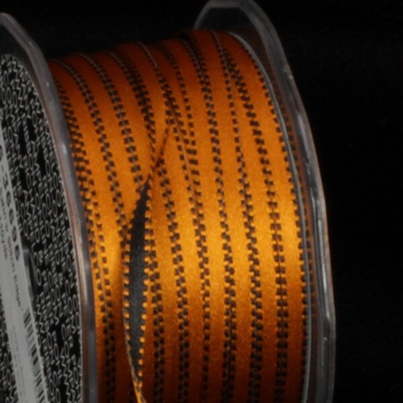 The Ribbon People Black and Gold Double Sided Craft Ribbon with Stitch Edge 0.25″ x 220 Yards