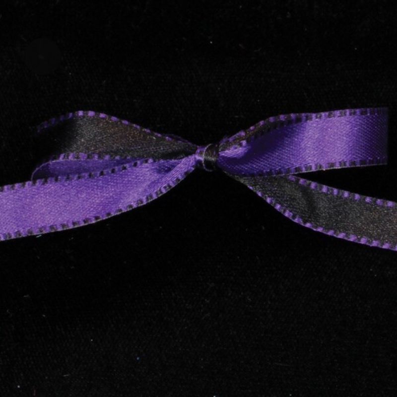 The Ribbon People Black and Purple Double Sided Craft Ribbon with Stitch Edge 0.25″ x 110 Yards