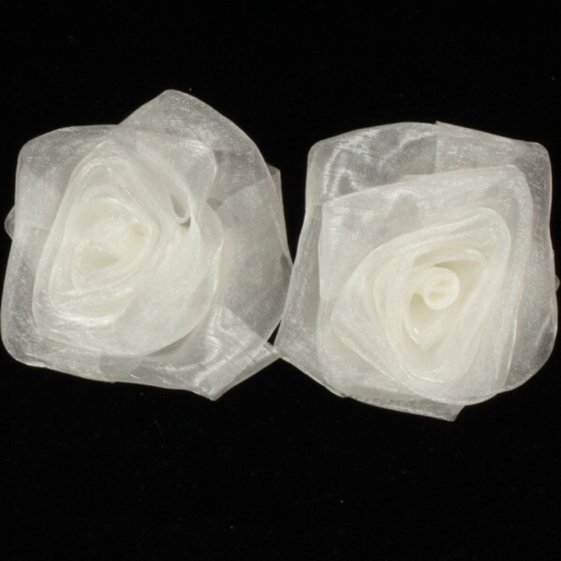 The Ribbon People Club Pack of 36 Sheer Ivory Rose Craft Ribbon Flowers 3″