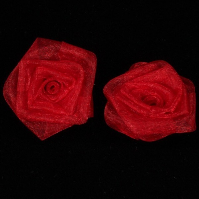 The Ribbon People Club Pack of 48 Sheer Red Rose Craft Ribbon Flowers 2″