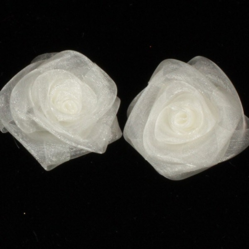 The Ribbon People Club Pack of 72 Sheer Ivory Rose Craft Ribbon Flowers 1.5″