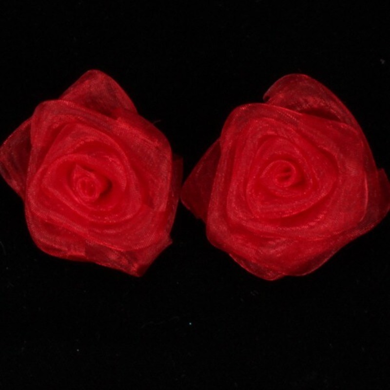The Ribbon People Club Pack of 72 Sheer Red Rose Craft Ribbon Flowers 1.5″
