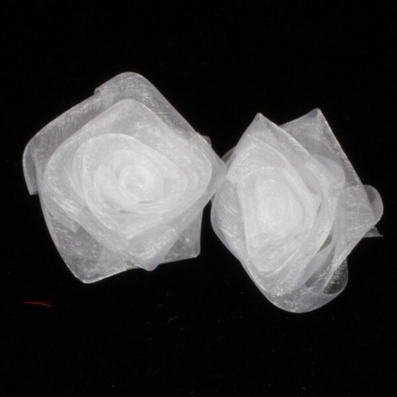 The Ribbon People Club Pack of 72 Sheer White Rose Craft Ribbon Flowers 1.5″