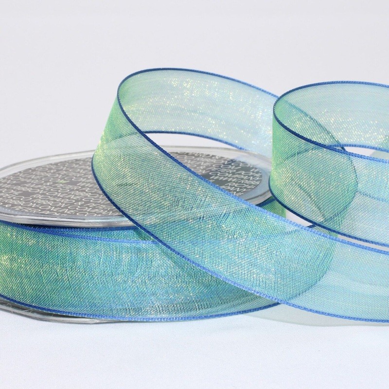 The Ribbon People Shimmering Ice Blue Crystal Wired Edge Craft Ribbon 1″ x 54 Yards