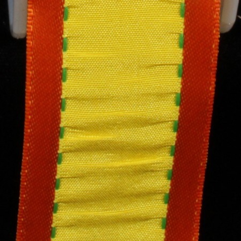 The Ribbon People Yellow and Orange Taffeta Gathered Wire Craft Ribbon 1.5″ x 27 Yards