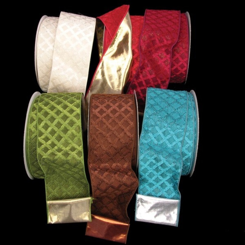 The Ribbon People Bold Brown Contemporary “Lozenge” Print Wired Craft Ribbon 3″ x 20 Yards