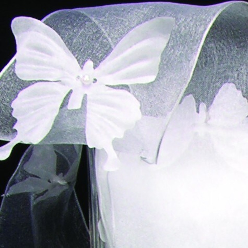 The Ribbon People White Butterflies Organza Wired Craft Ribbon 2.75″ x 17 Yards