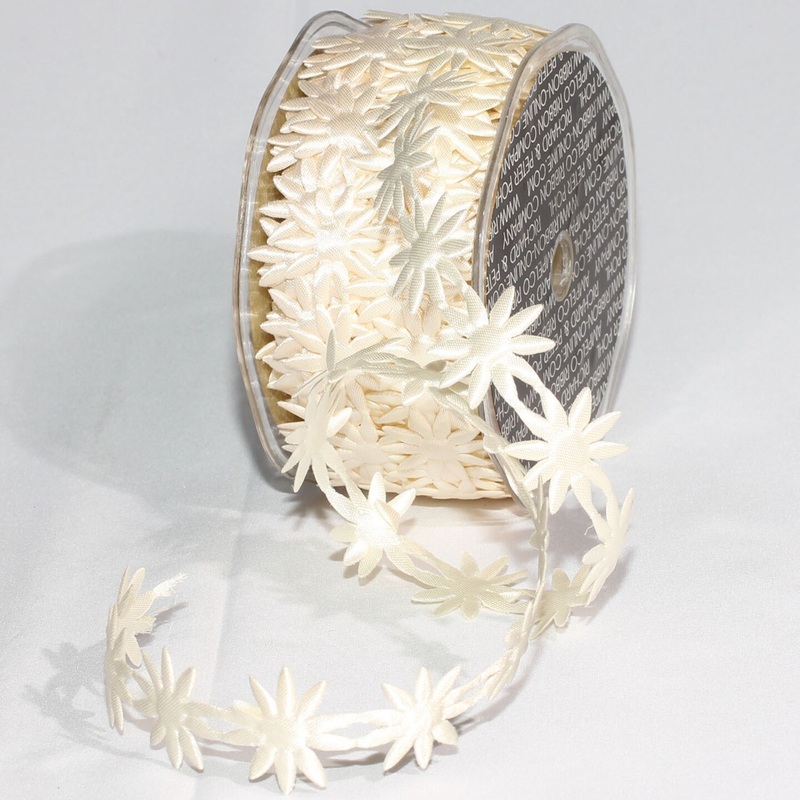 The Ribbon People White Solid Embossed Flowers Craft Ribbon 1″ x 20 Yards