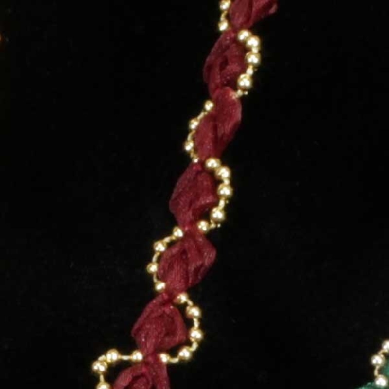 The Ribbon People Wine Red and Gold Pearl Twisted Craft Ribbon 0.5″ x 55 Yards