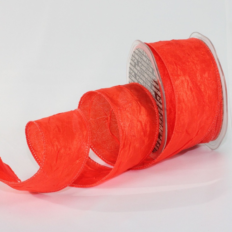 The Ribbon People Bittersweet Orange Crinkled Satin Wired Craft Ribbon 2″ x 54 Yards