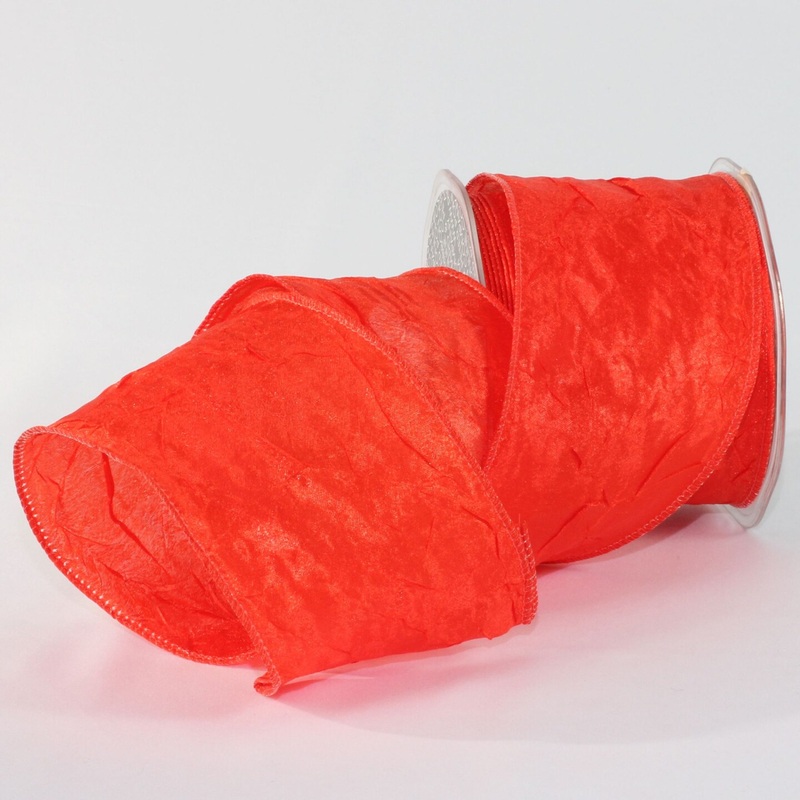 The Ribbon People Bittersweet Orange Crinkled Satin Wired Craft Ribbon 3″ x 27 Yards