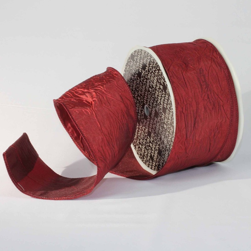 The Ribbon People Bordeaux Crinkled Satin Wired Craft Ribbon 3″ x 27 Yards