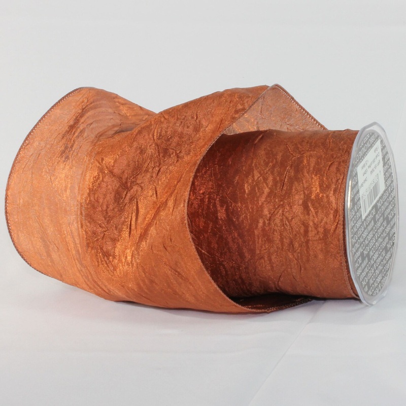 The Ribbon People Brown Crinkled Solid Wired Craft Ribbon 6″ x 27 Yards