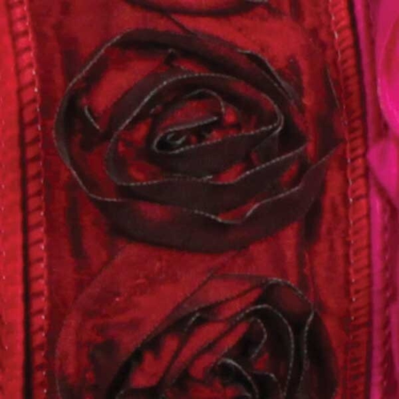 The Ribbon People Burgundy Red Contemporary Roses Wired Craft Ribbon 1.5″ x 10 Yards