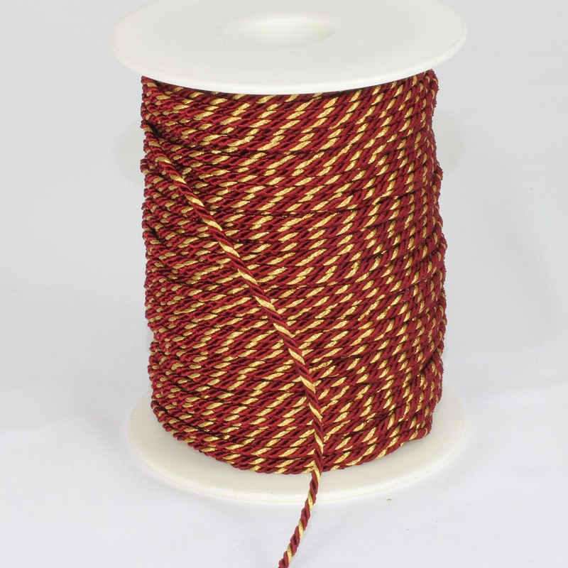The Ribbon People Burgundy Red with Gold Wired Craft Ribbon 0.25″ x 110 Yards