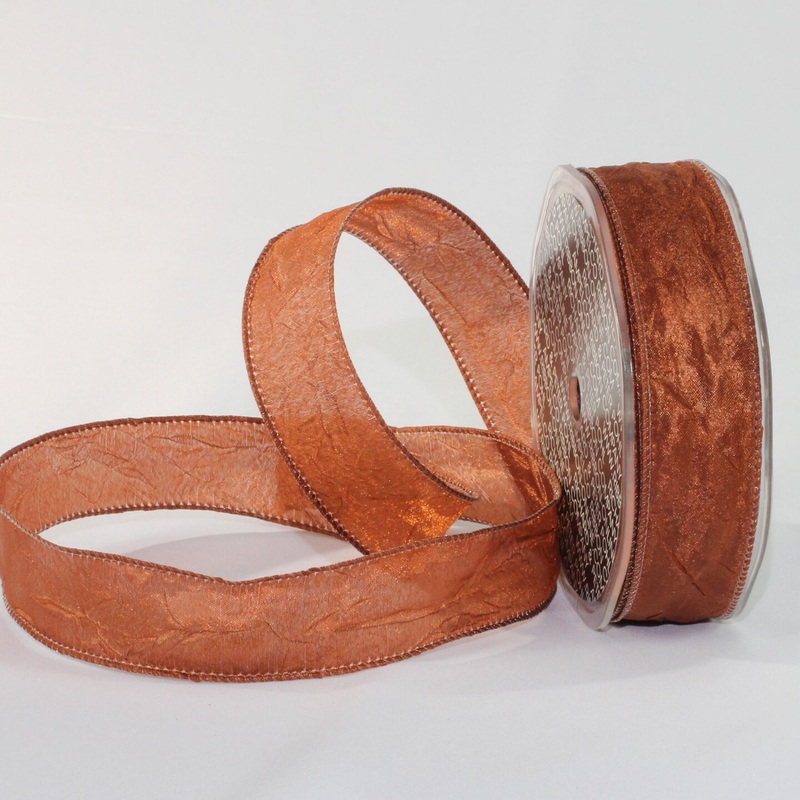 The Ribbon People Chocolate Brown Crinkled Satin Wired Craft Ribbon 1″ x 54 Yards