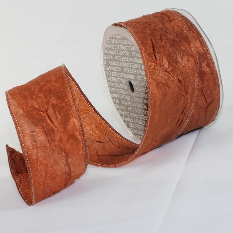 The Ribbon People Chocolate Brown Crinkled Satin Wired Craft Ribbon 2″ x 27 Yards