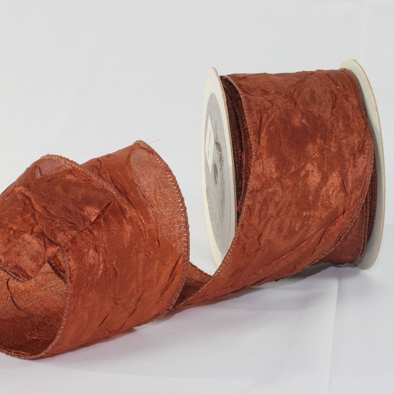 The Ribbon People Chocolate Brown Crinkled Satin Wired Craft Ribbon 3″ x 27 Yards