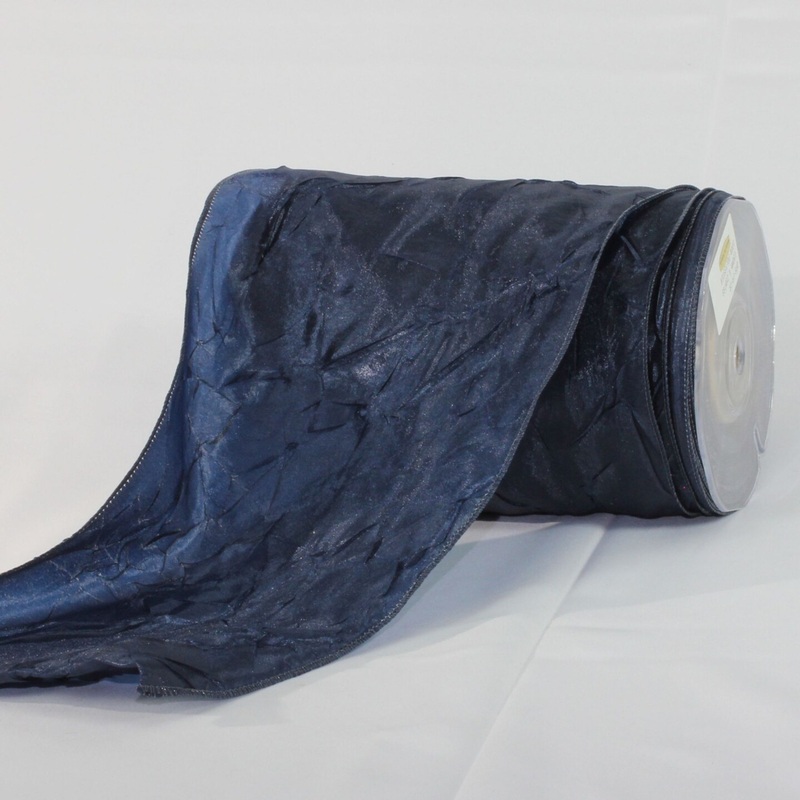 The Ribbon People Dark Blue Crinkled Solid Wired Craft Ribbon 6″ x 27 Yards
