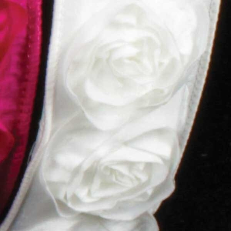 The Ribbon People White Contemporary Roses Wired Craft Ribbon 1.5″ x 10 Yards