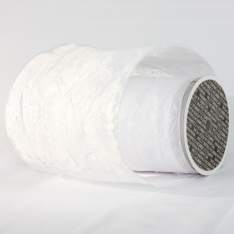 The Ribbon People White Crinkled Solid Wired Craft Ribbon 6″ x 27 Yards