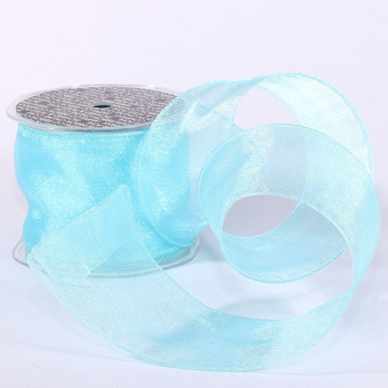 The Ribbon People Blue  Aqua Sheer Wired Craft Ribbon 3″ x 27 Yards
