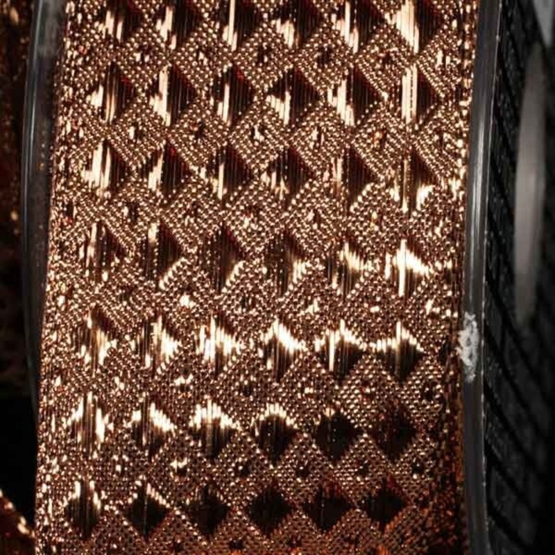 The Ribbon People Copper Brown Diamond Lame Woven Wired Craft Ribbon 1.5″ x 54 Yards