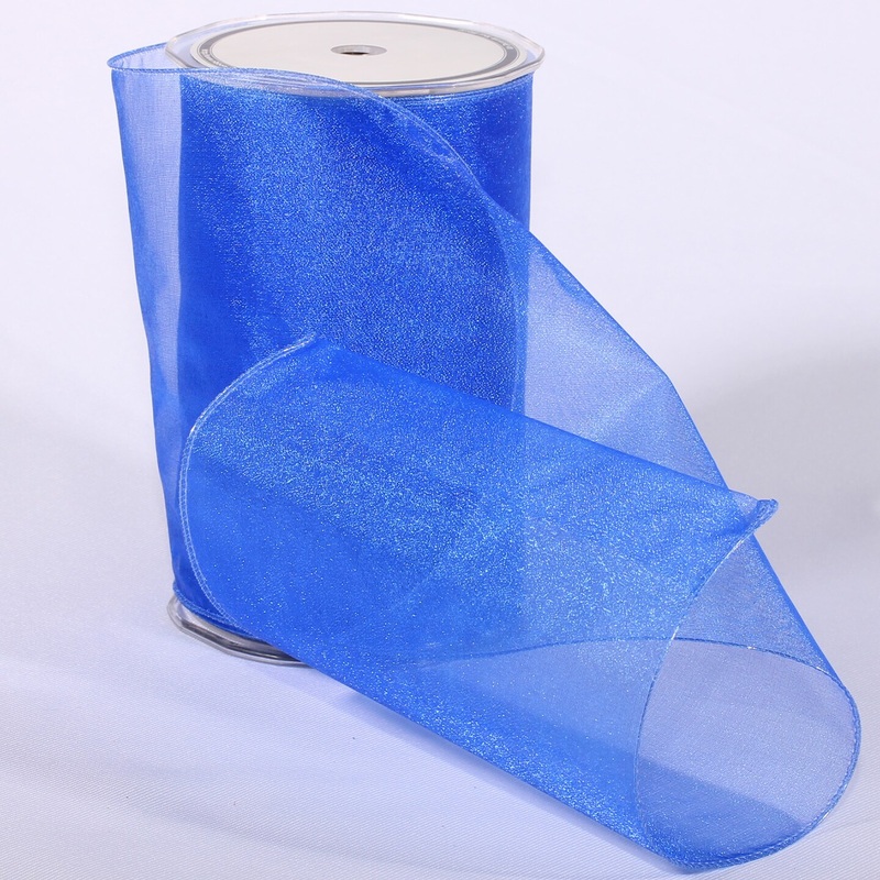 The Ribbon People Dark Blue Sheer Solid Wired Craft Ribbon 6″ x 27 Yards