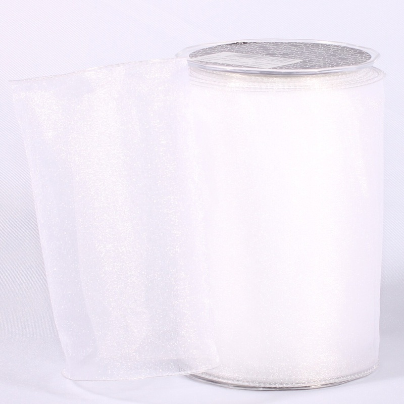 The Ribbon People White Sheer Solid Wired Craft Ribbon 6″ x 27 Yards