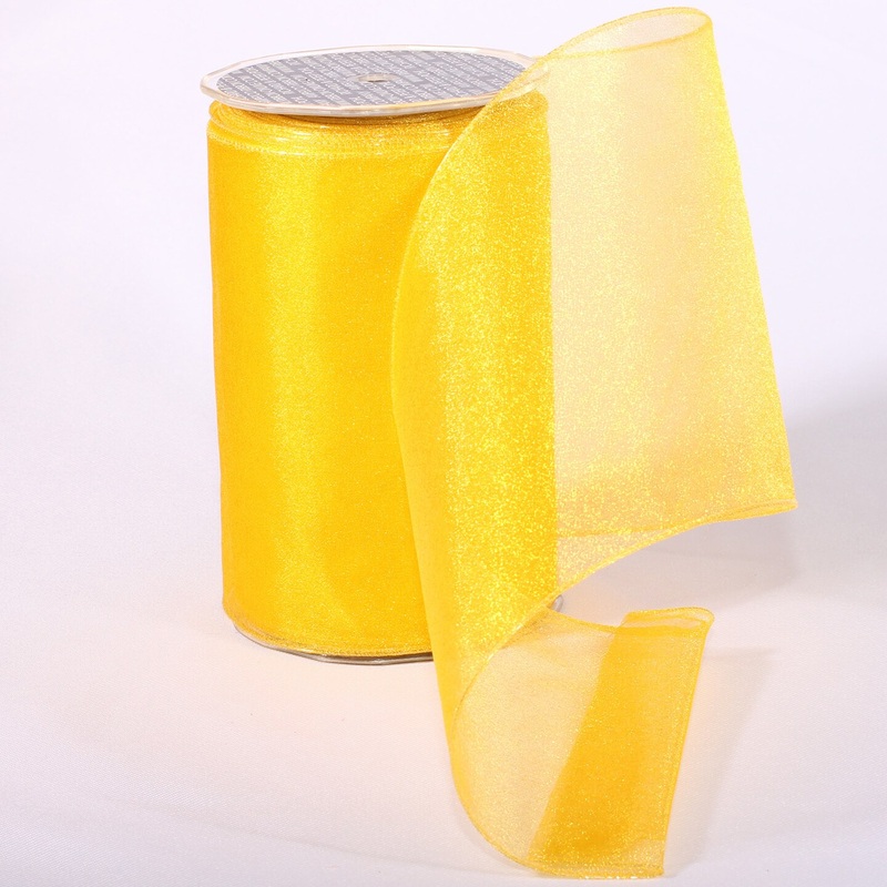 The Ribbon People Yellow Sheer Solid Wired Craft Ribbon 6″ x 27 Yards
