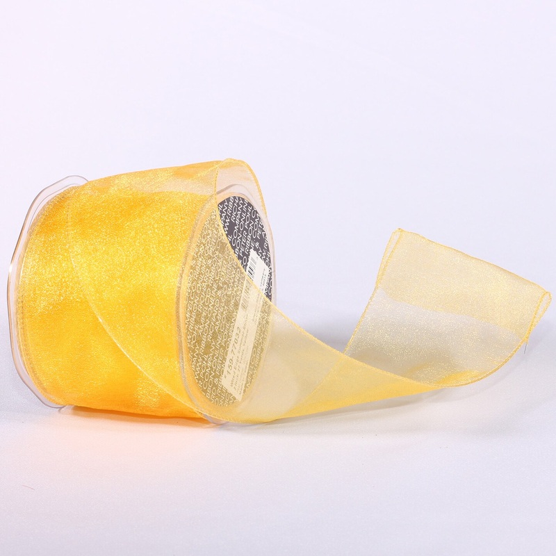 The Ribbon People Yellow Solid Sheer Wired Craft Ribbon 3″ x 27 Yards