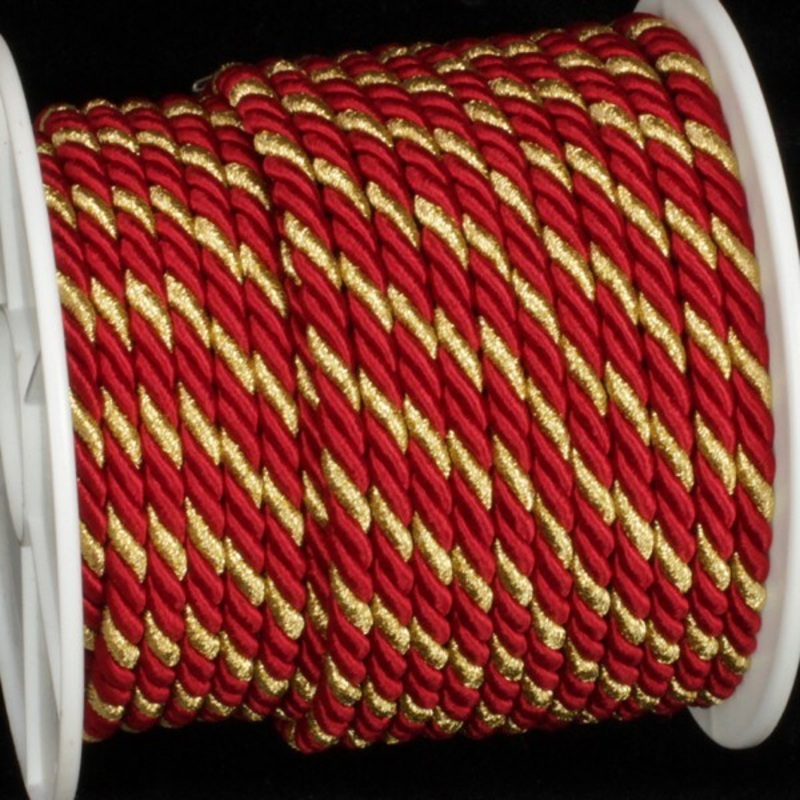 The Ribbon People Burgundy Red and Gold Braided Cording Wired Craft Ribbon 0.25″ x 27 Yards