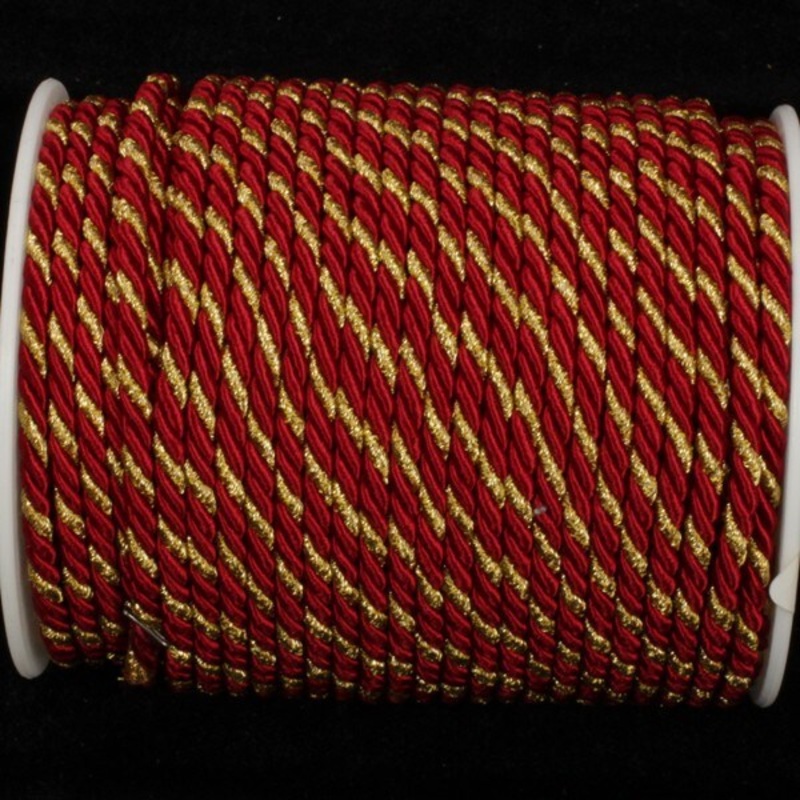 The Ribbon People Burgundy Red and Gold Braided Cording Wired Craft Ribbon 0.25″ x 55 Yards