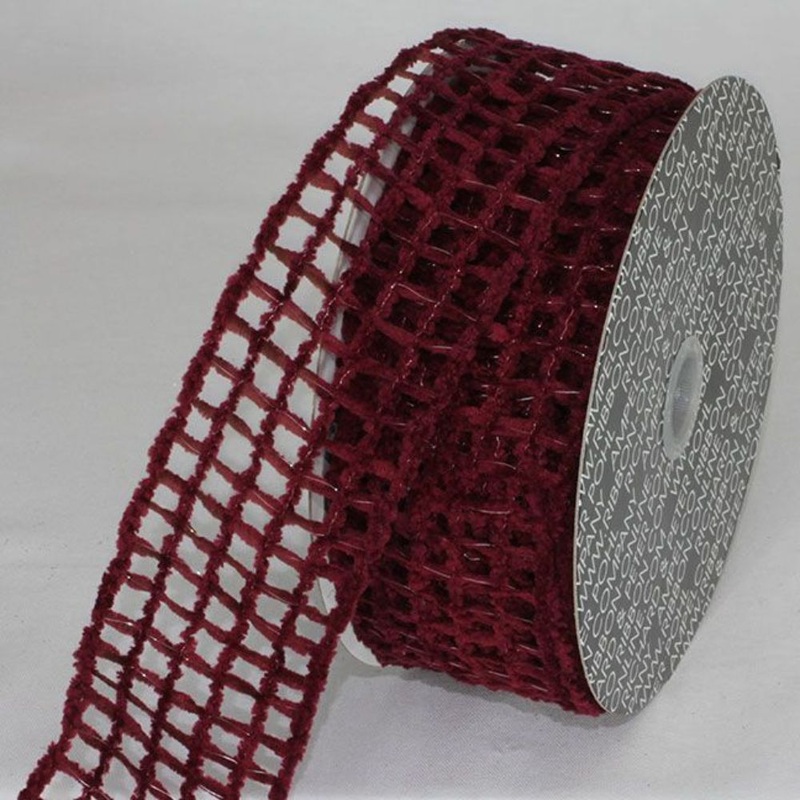 The Ribbon People Burgundy Red Netting Wired Craft Ribbon 2.5″ x 20 Yards