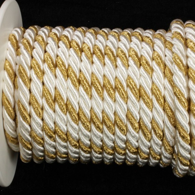 The Ribbon People Cream and Gold Braided Cording Braided Cording Wired Craft Ribbon 0.25″ x 16 Yards