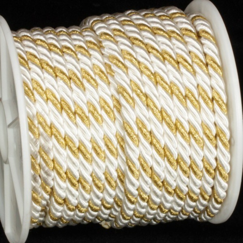 The Ribbon People Cream and Gold Braided Cording Braided Cording Wired Craft Ribbon 0.25″ x 27 Yards