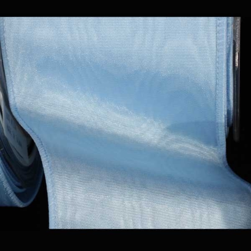 The Ribbon People Sky Blue Solid Moire Wired Craft Ribbon 2.5″ x 40 Yards