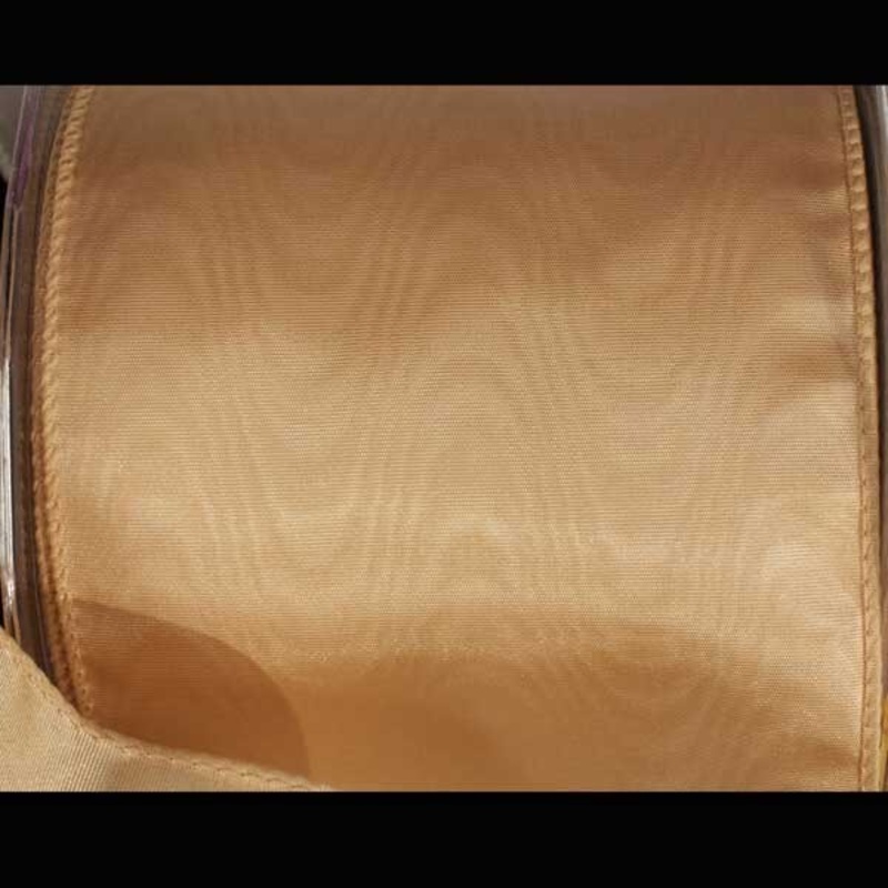 The Ribbon People Tortilla Brown Solid Moire Wired Craft Ribbon 4″ x 20 Yards